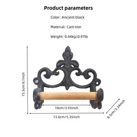 Antique Cast Iron Rustic Toilet Roll Holder Wall-Mounted Paper Holder Decor for Kitchen and Bathroom Without Lid