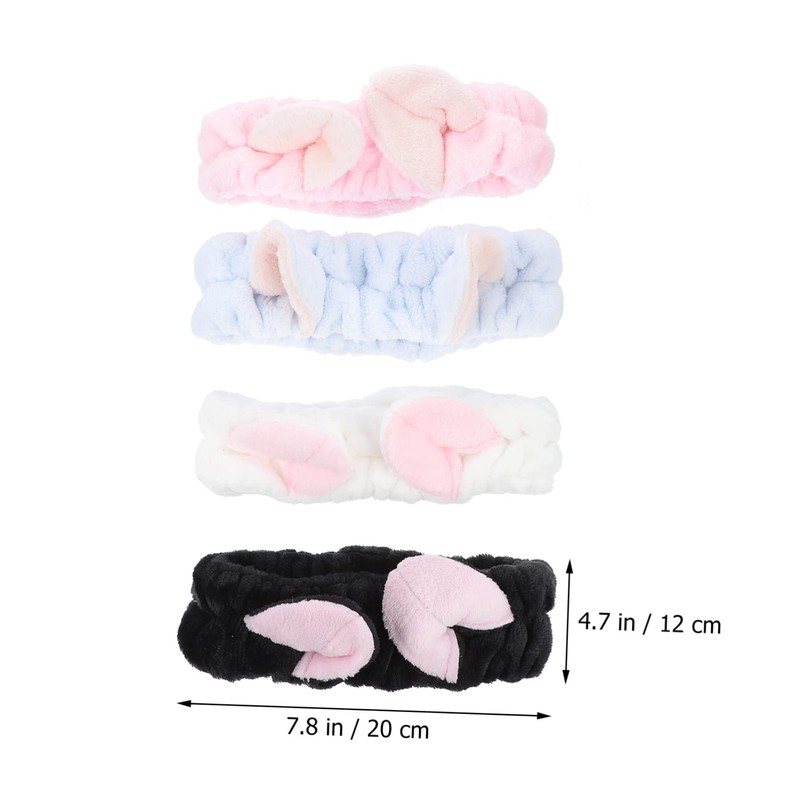 IWOWHERO 4pcs Makeup Headband with Animal Ears Soft and Skin