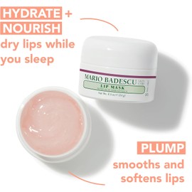 Mario Badescu mascarilla para labios con acaí y vainilla para todo tipo de piel, tratamiento de labios durante la noche enriquecido con aceite de coco suavizante de la piel y manteca de karité hidratante, 14 gr