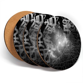 Destination Vinyl ltd Great Coasters (Set of 4) Round - BW - Maths Science Fiction Drink Glossy Coasters/Tabletop Protection for Any Table Type #38521