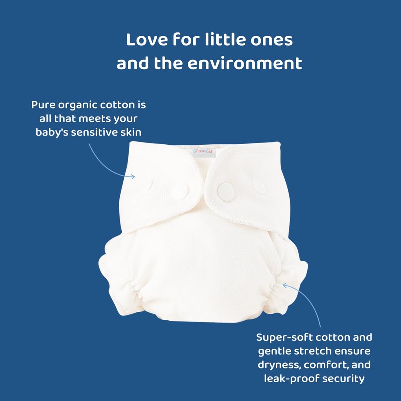 BISENKID Organic Cotton Cloth Diaper Inner - Super Absorbent and