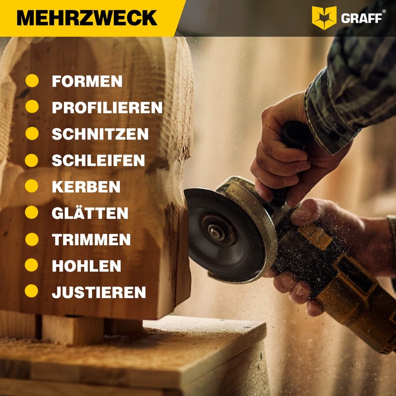 GRAFF Premium Wood Cutter Rasp Disc 125 mm for Carving