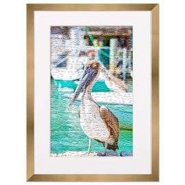 Poster Palooza 19.75x27.5 Jigsaw Puzzle Frame Kit - Kit Includes Puzzle Glue Sheets, Bronze Wood Puzzle Frame with White Mat, UV Acrylic, Backing, Hanging Hardware