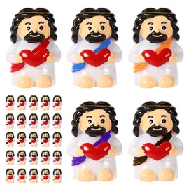 25pcs Little Jesus Statues, Resin Tiny Jesus Figures Religious Sacred Mini Jesus 5 Colors Miniature Jesus Small Pocket Jesus for Christmas Day Thanksgiving Day Easter Day Gift