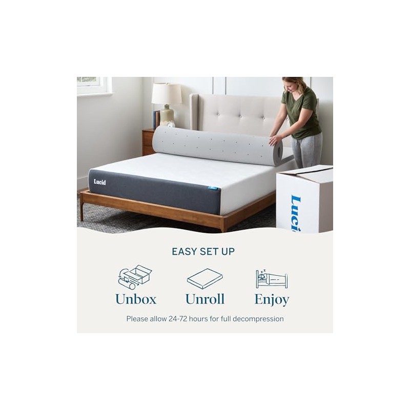 Lucid - Colchoneta de Memory Foam con Infusión de Carbón