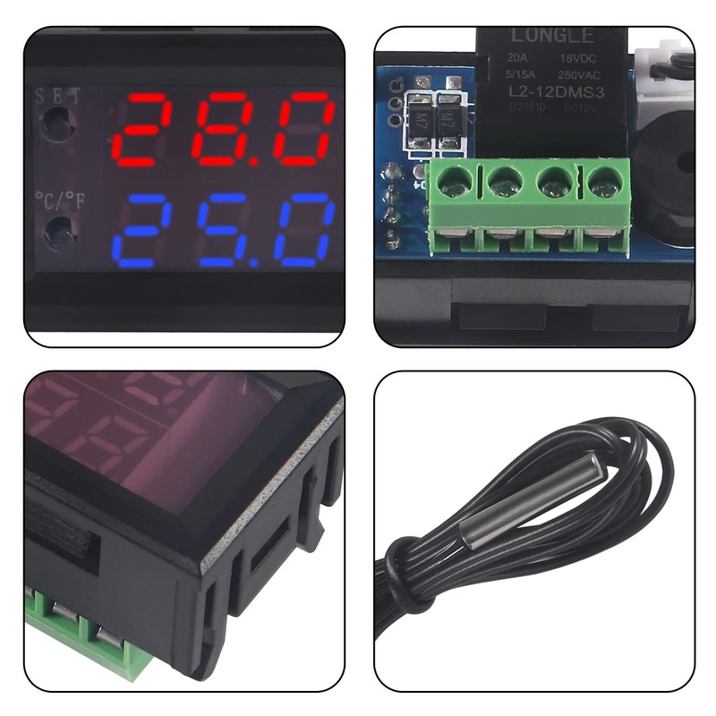 DWEII 3PCS DC 12V Electronic Temperature Controller Programmable -50 to