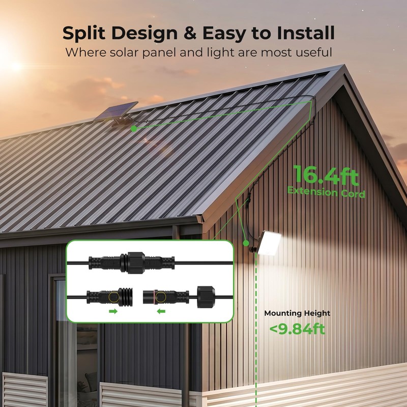 nipify Solar Motion Lights Outdoor, 3 Modes Split Motion Sensor