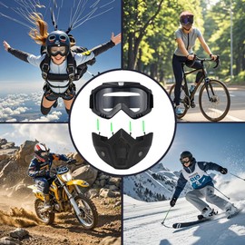 Paintball Mask,Motorcycle Helmet Riding Goggles Glasses with Removable Face Mask,Detachable Fog-Proof Warm Goggles Mouth Filter Adjustable Non-Slip Strap Vintage Bullet Fight Motocross