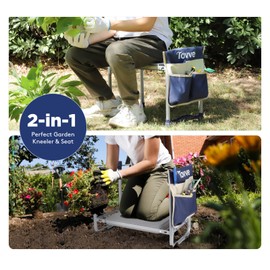 Tovve Upgraded Garden Kneeler and Seat with Thicken & Widen Soft Kneeling Pad, Heavy-Duty Foldable Garden Stool with Large Garden Tool Bag, Portable Garden Bench Gardening Gifts for Women, Seniors