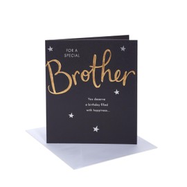 UK Greetings | Birthday Card for Brother | Happy Birthday Gifts | Him, Boys, Men | Gold Text Design | With Envelope | 165 x 190 mm