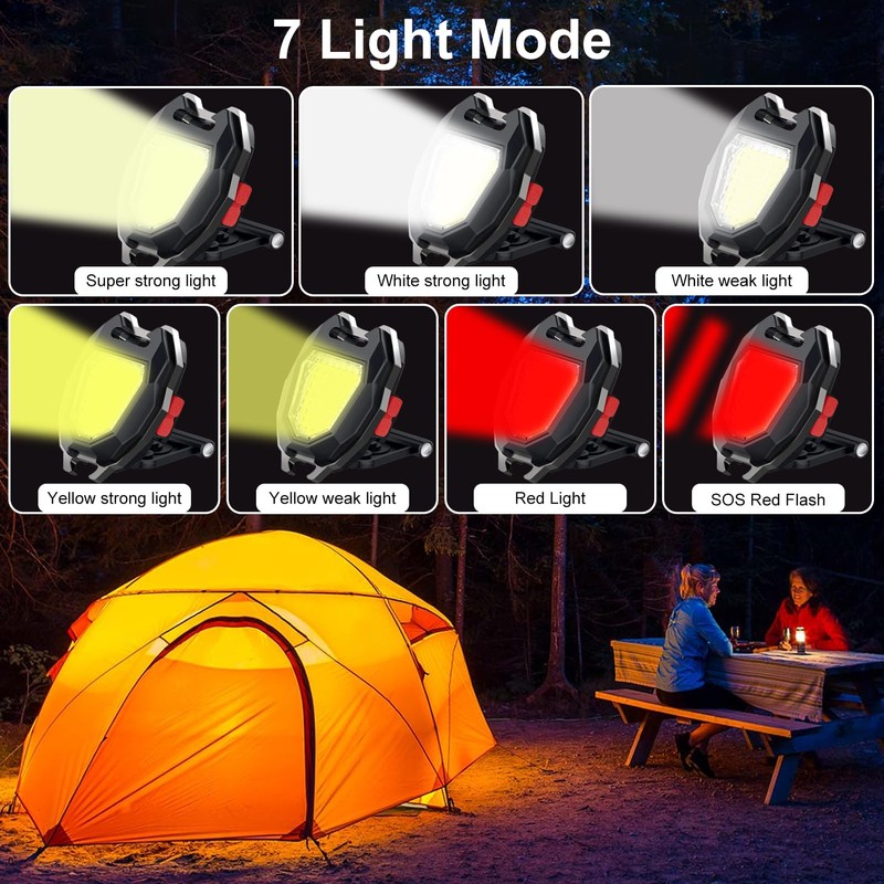 SEFONE 7 Modes COB Keychain Work Light 2 Pack, 1200
