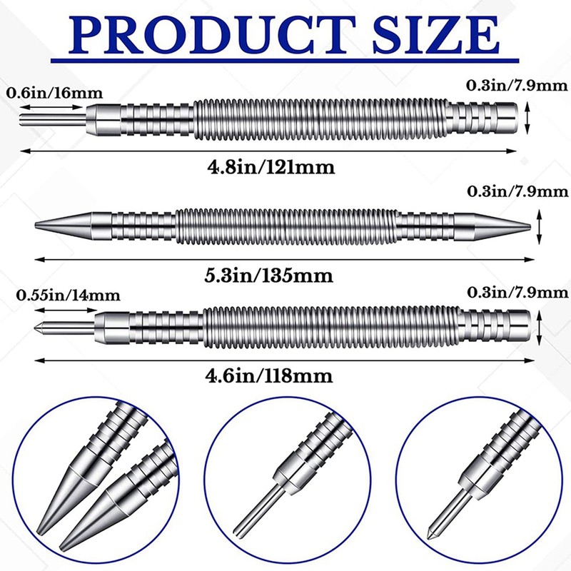 6 Pcs Nail Set and Hinge Pin Tool Center Punch