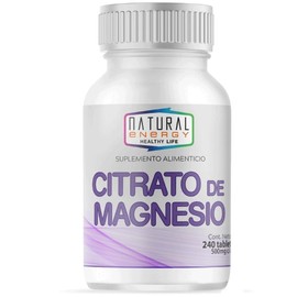Natural Energy Citrato de Magnesio 400 mg por Porción  240 Tabletas  120 Porciones  Suplemento Alimenticio                                            