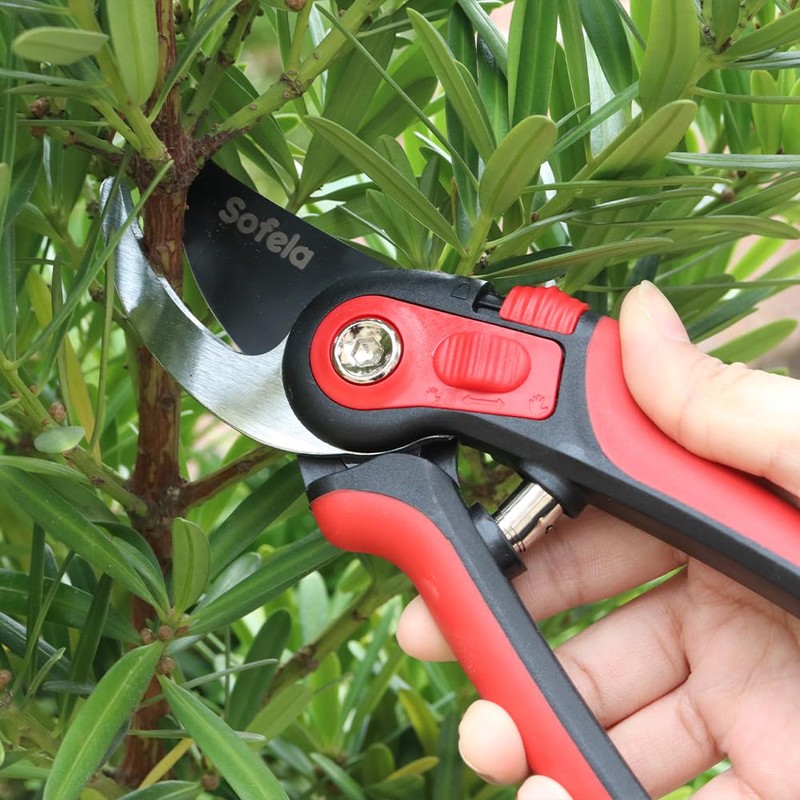 Sofela 8” Secateurs Pruning Scissors, Dual Adjustable Handle Opening Pruning