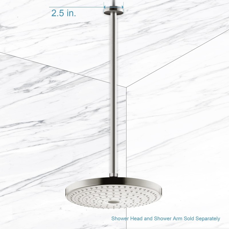 OFFO Shower Straight Arm with Flange 24 Inches Brushed Nickel