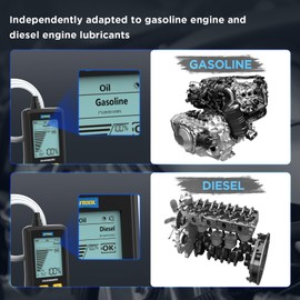 AUTOOL Engine Oil Tester Gasoline & Diesel Engine Oil Quality Tester Kit, Quick Testing Transmittance and Temperature, with 31.5 inch Flexible Probe, 2.8-inch Backlit Display