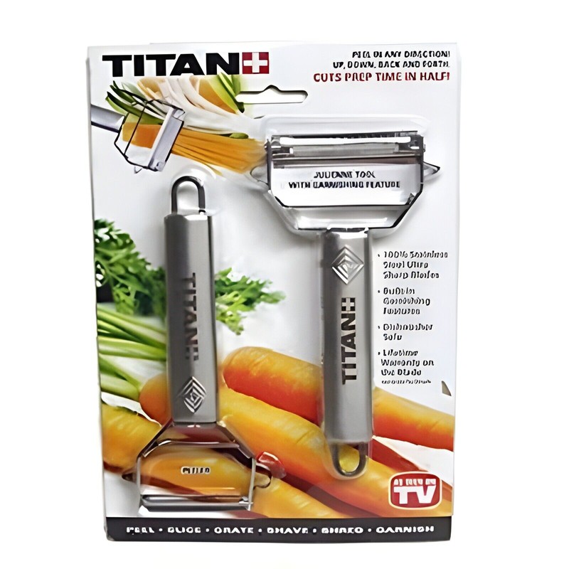 Titan Peeler Slicer & Peeler Julienne Tool with Garnishing As