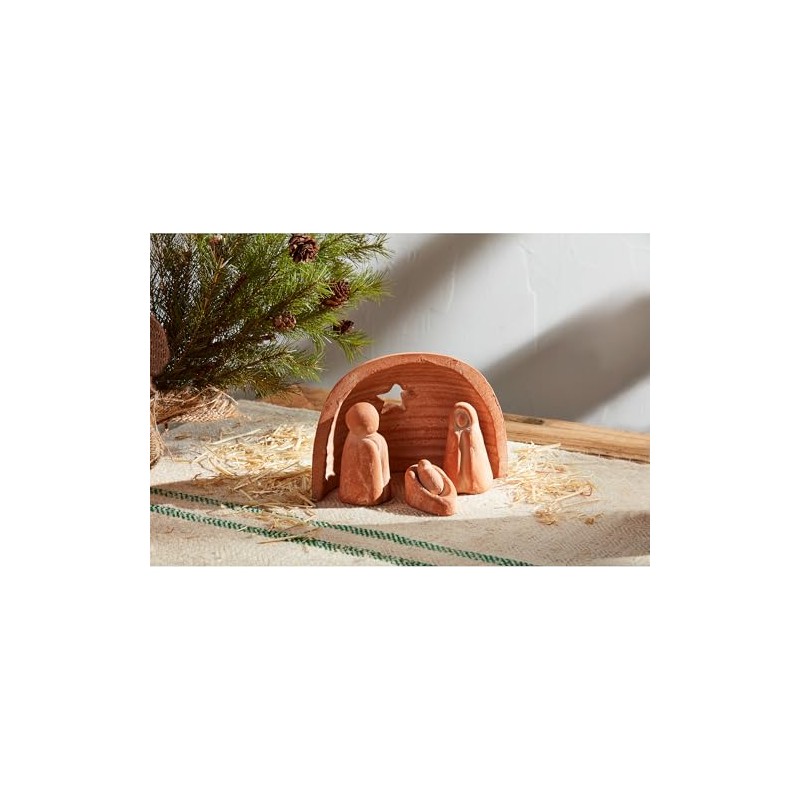 Mud Pie Terra Nativity Table SITTERS, Dark Orange