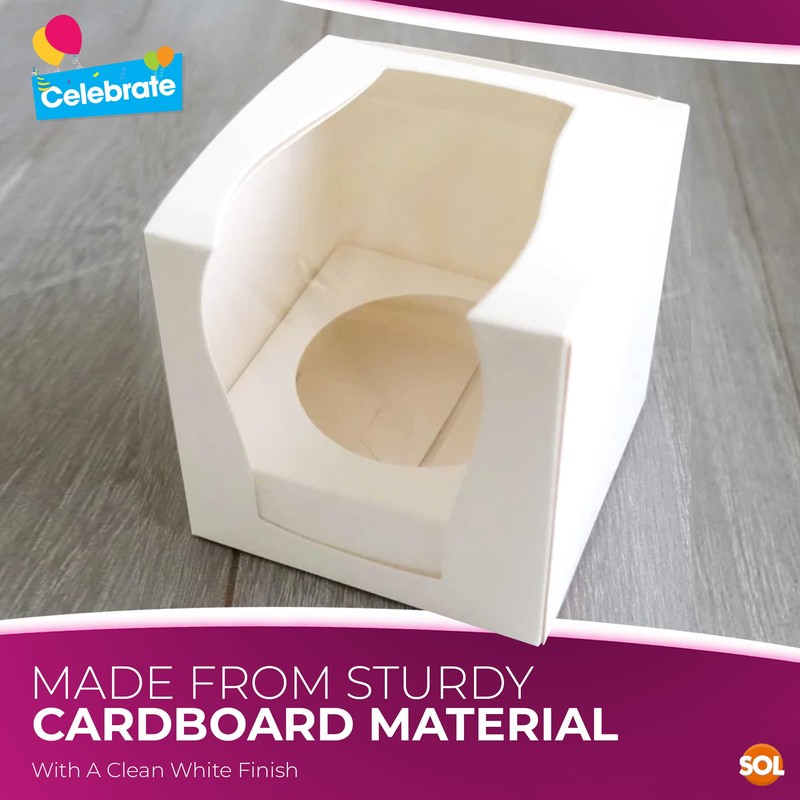 SOL 24pk Individual Cupcake Boxes – 9x9x9cm Boxes with Window