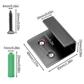 Waziaqoc 10 Pcs Wall Hanger Fastener, 15mm Inner Width Stainless Steel Wall Mount Brackets Hook, Heavy Duty Wall Hanger Brackets for Ceramic Tile Display (Black)