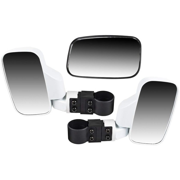 NICHE White Breakaway Offroad Rear and Side View Mirrors Combo Side x Side UTV with 1.75 inch Roll Cage Bar
