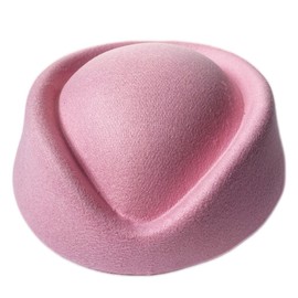 YING LAN Wool Cap Stewardess Pillbox Hat Teardrop Fascinator Base Sweet Design Pink