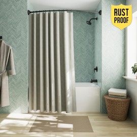 Zenna Home Curved Shower Curtain Rod, Choice of No Drilling Tension Mount or Permanent Wall Mount Installation, Rustproof Shower Rod Adjusts 50" to 72", Matte Black