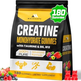Gomitas de monohidrato de creatina (180 unidades) para hombres y mujeres, gomitas de creatina preentrenamiento para constructor muscular, fuerza muscu