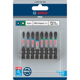 Bosch Professional 8pcs. Screwdriver Bit Set (Impact Control, PZ/PH Bits, Length 50mm, Universal Holder, Pick and Click, Accessory Impact Drill)