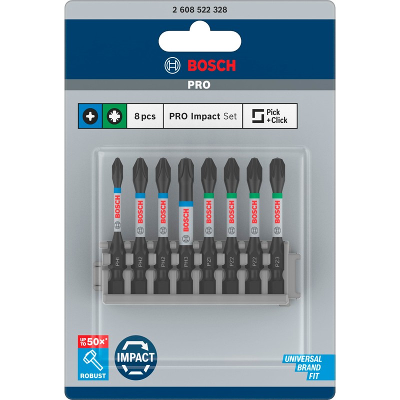 Bosch Professional 8pcs. Screwdriver Bit Set (Impact Control, PZ/PH Bits,
