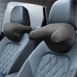 FURSATO Neck Pillow, Comfortable Fit to The Neck Car Pillow, 2in1 Adjustable Strap for Driving Car Headrest Pillow, Breathable Detachable Cover, Ergonomic Design, Soft Travel Car Seat Pillow