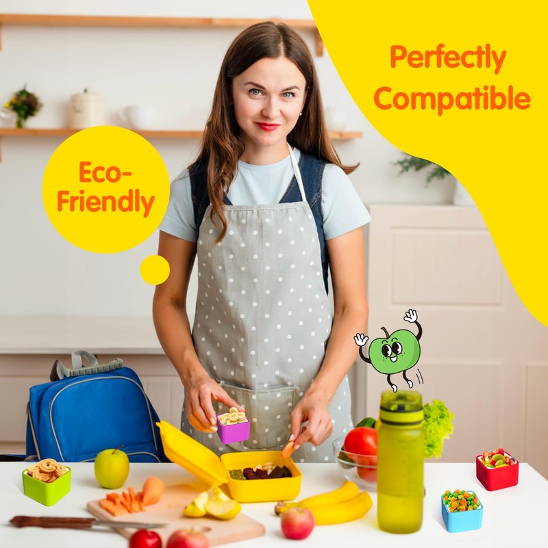 IELEK Silicone Lunch Box Dividers Square Bento Box Kit Accessories