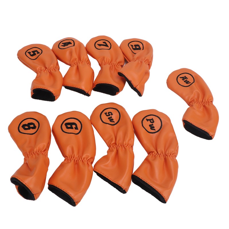 9pcs Golf Club Cover PU Leather Stylish Portable Golf Head