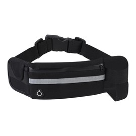 Bum Bag & Running Pack, Black Reflective Bumbags with Headphone Port for Ladies, Fashion Money Bumbags for Men, Lightweight Kids Bumbags, Waterproof Adjustable Waist Bag for Outdoor Traveling