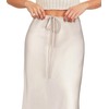 VividHarbor Women's Drawstring Satin Maxi Skirt High Waist Silk A