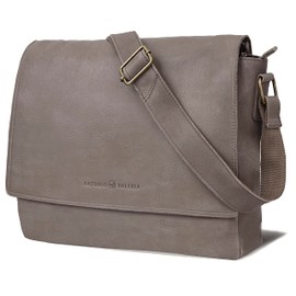 ANTONIO VALERIA Robert khaki Premium Vintage Wash Leather Messenger Bag for Men