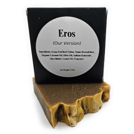 Spiked Handmades, Eros (Our Version) Scent, Made in Colorado, Handcrafted Tallow & Beer Cold Process Soap Bar, Natural Ingredients, Multi-Use for Body & Shaving, 1-5.25oz bar