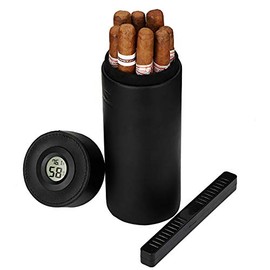 4-Finger Cigar Case, Cigar Humidor Portable Travel with Cigar Professional Lighter. Vintage Style ，Leather Cigar Case Humidifier Cigar Humidor