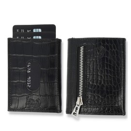 - Solo Pelle® Slim Wallet with Coin Compartment [12 Cards] Riga [RFID Protection] Card Wallet with Coin Compartment [Leather] Smart Wallet for Men and Women, croco black