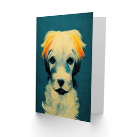 Artery8 Sad Blue Dog for Him or Her Man Woman Art Card Sympathy Blank Art Greeting Card