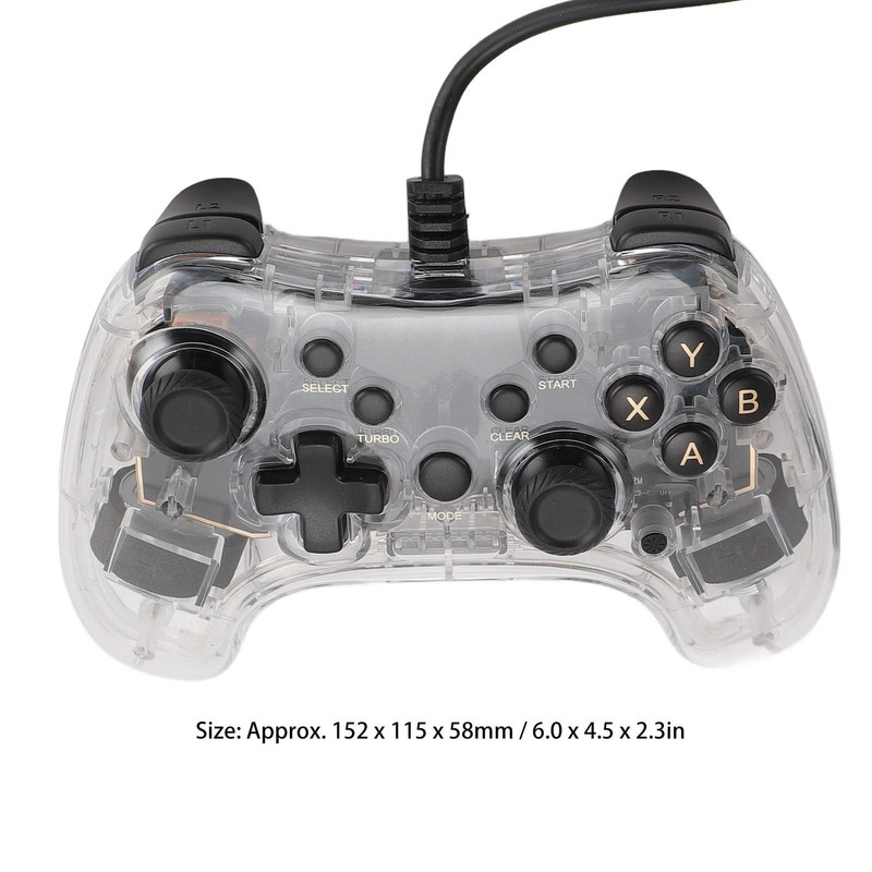 RGB Light Transparent Game Controller, Wired Game Controller for Switch,