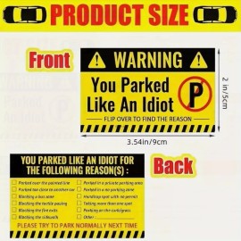 Unbranded 10pcs Bad Parking Cards You Parked Like An Idiot 3.5" x 2" Inches Violation