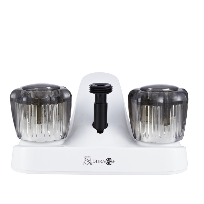 Dura Faucet DF-PL720S-WT RV Bathroom Faucet with Smoked Acrylic Knobs