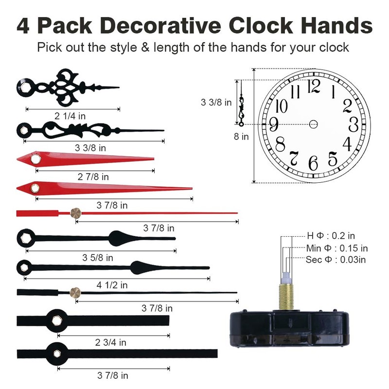 EMOON 2 Pack Wall Clock Movement Mechanism with 4 Pack