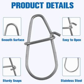 100pcs Crankbait Snaps Stainless Steel Fishing Snaps Duo Lock Lure Snaps Quick Change Power Fishing Clips Fast Snaps Speed Clips Snap Hook Connector Freshwater Saltwater 5#