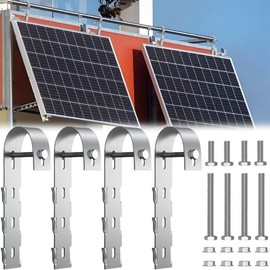 MINGZE Pack of 4 Solar Bracket, Balcony Power Station Bracket Hooks, Aluminum Solar Panel Z Roof Panel for Mounting Module for RV, Boat, Wall, Caravans