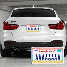 Swono Rainbow Glitter License Plate Frame Shining Rainbow Gradient Sparkle Glitter License Plate Cover Aluminum Metal License Plate Holder Frame for Women Men Auto Decoration for US Car/Truck