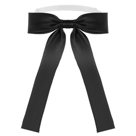 Larrel Black Bow Tie for Women, Adjustable Pre-Tied Bow Tie Reusable Washable Western Ties for Men for School Uniform Shirt Formal Occasions