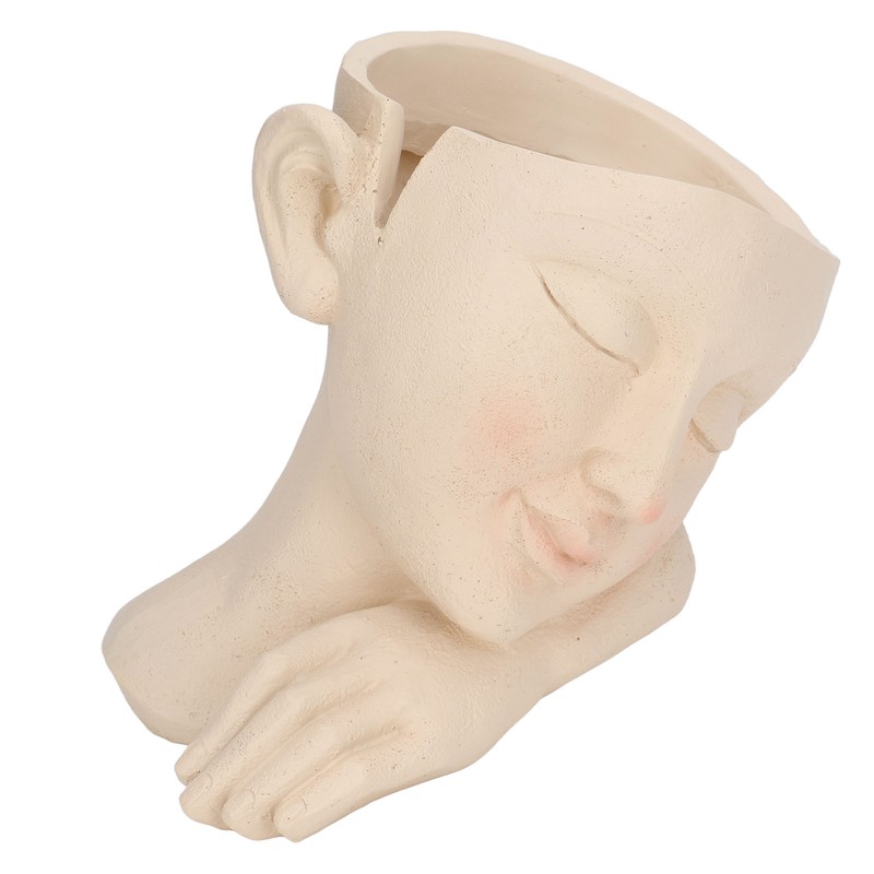Face Flower Pot Sleeping Girl High Density Resin Drainage Hole