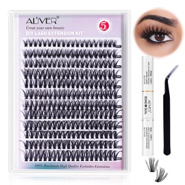 Eyelash Extensions, Eyelash Extensions, 240 Pieces, 40D Natural False Eyelashes with Glue, 9-16 mm, Eyelash Extension Kit, 0.07D Curl False Eyelash Clusters, Eyelash Glue, Tweezers